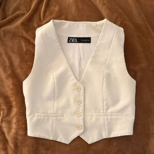 Zara Off-White Buttoned Vest